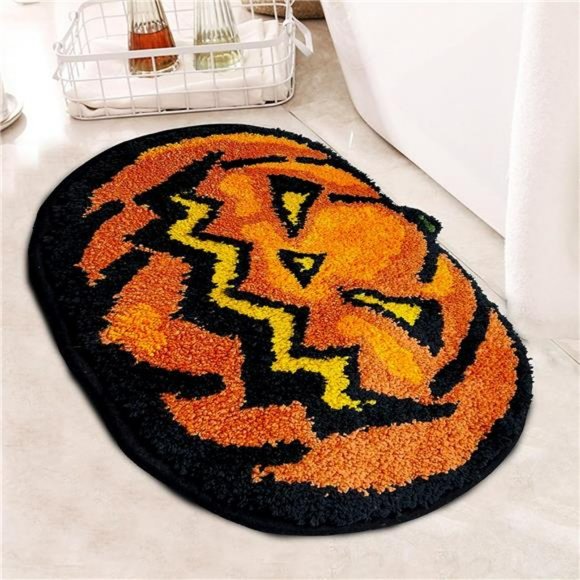 Halloween Bathroom Rugs, Halloween Pumpkin Bath Mats Non-Slip 16x24 Inches - Picture 3 of 7